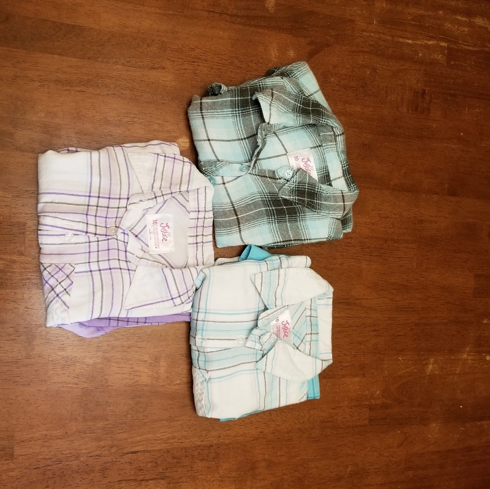 Lot of 3 girls long sleeve button shirts size 10